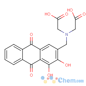 CAS No:3952-78-1 2-[carboxymethyl-[(3,4-dihydroxy-9,<br />10-dioxoanthracen-2-yl)methyl]amino]acetic acid