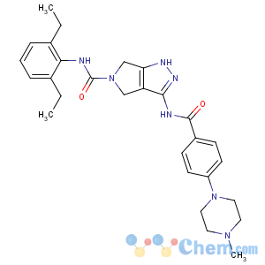 CAS No:398493-79-3 N-(2,6-diethylphenyl)-3-[[4-(4-methylpiperazin-1-yl)benzoyl]amino]-4,<br />6-dihydro-1H-pyrrolo[3,4-c]pyrazole-5-carboxamide