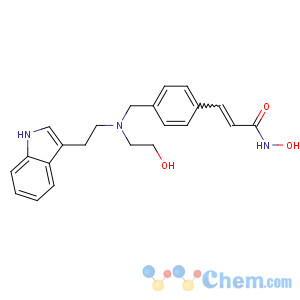 CAS No:404951-53-7 (E)-N-hydroxy-3-[4-[[2-hydroxyethyl-[2-(1H-indol-3-yl)ethyl]amino]<br />methyl]phenyl]prop-2-enamide