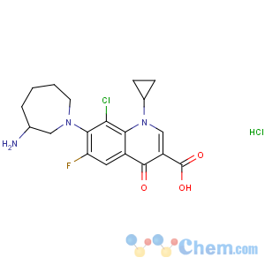 CAS No:405165-61-9 7-[(3R)-3-aminoazepan-1-yl]-8-chloro-1-cyclopropyl-6-fluoro-4-<br />oxoquinoline-3-carboxylic acid