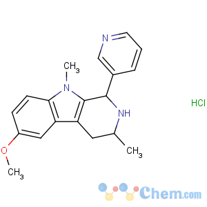 CAS No:40717-63-3 1H-Pyrido[3,4-b]indole,2,3,4,9-tetrahydro-6-methoxy-3,9-dimethyl-1-(3-pyridinyl)-, hydrochloride (1:1)