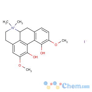 CAS No:4277-43-4 (6aS)-2,10-dimethoxy-6,6-dimethyl-5,6,6a,7-tetrahydro-4H-dibenzo[de,<br />g]quinoline-6-ium-1,11-diol
