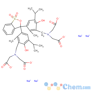 CAS No:4310-80-9 Glycine,N-[[3-[[3-[[bis(carboxymethyl)amino]methyl]-4-hydroxy-2-methyl-5-(1-methylethyl)phenyl](2-sulfophenyl)methylene]-2-methyl-5-(1-methylethyl)-6-oxo-1,4-cyclohexadien-1-yl]methyl]-N-(carboxymethyl)-,pentasodium salt (9CI)