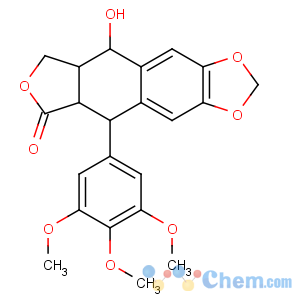 CAS No:4375-07-9 Furo[3',4':6,7]naphtho[2,3-d]-1,3-dioxol-6(5aH)-one,5,8,8a,9-tetrahydro-9-hydroxy-5-(3,4,5-trimethoxyphenyl)-, (5R,5aR,8aR,9S)-