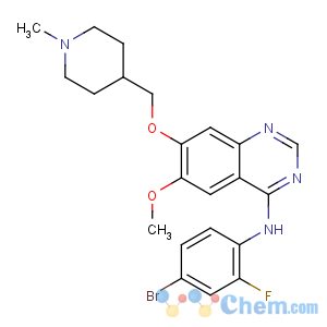 CAS No:443913-73-3 N-(4-bromo-2-fluorophenyl)-6-methoxy-7-[(1-methylpiperidin-4-yl)methoxy]<br />quinazolin-4-amine