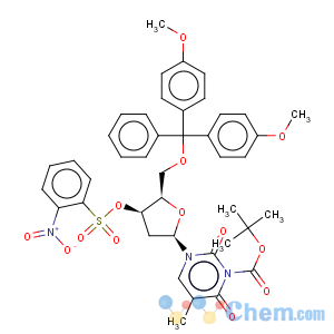 CAS No:444717-23-1 1(2H)-Pyrimidinecarboxylicacid,3-[5-O-[bis(4-methoxyphenyl)phenylmethyl]-2-deoxy-3-O-[(4-nitrophenyl)sulfonyl]-b-D-threo-pentofuranosyl]-3,6-dihydro-5-methyl-2,6-dioxo-,1,1-dimethylethyl ester
