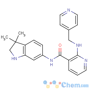 CAS No:453562-69-1 N-(3,3-dimethyl-1,<br />2-dihydroindol-6-yl)-2-(pyridin-4-ylmethylamino)pyridine-3-carboxamide