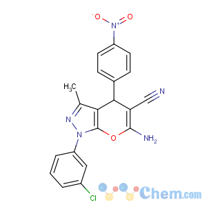 CAS No:4604-43-7 3-amino-9-(3-chlorophenyl)-7-methyl-5-(4-nitrophenyl)-2-oxa-8,9-diazabicyclo[4.3.0]nona-3,7,10-triene-4-carbonitrile
