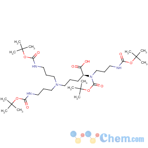 CAS No:464926-00-9 2,6,11,15-Tetraazahexadecanedioicacid,7-carboxy-6-[(1,1-dimethylethoxy)carbonyl]-11-[3-[[(1,1-dimethylethoxy)carbonyl]amino]propyl]-, 1,16-bis(1,1-dimethylethyl) ester, (7S)-