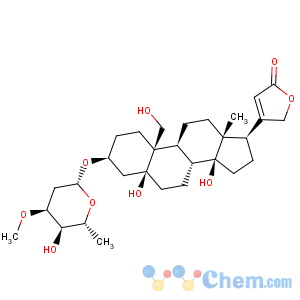 CAS No:465-84-9 Card-20(22)-enolide,3-[(2,6-dideoxy-3-O-methyl-b-D-ribo-hexopyranosyl)oxy]-5,14,19-trihydroxy-, (3b,5b)- (9CI)