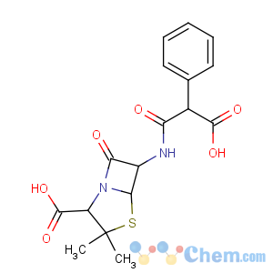 CAS No:4697-36-3 (2S,5R,6R)-6-[(2-carboxy-2-phenylacetyl)amino]-3,<br />3-dimethyl-7-oxo-4-thia-1-azabicyclo[3.2.0]heptane-2-carboxylic acid