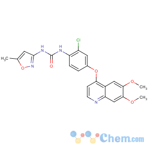 CAS No:475108-18-0 1-[2-chloro-4-(6,7-dimethoxyquinolin-4-yl)oxyphenyl]-3-(5-methyl-1,<br />2-oxazol-3-yl)urea