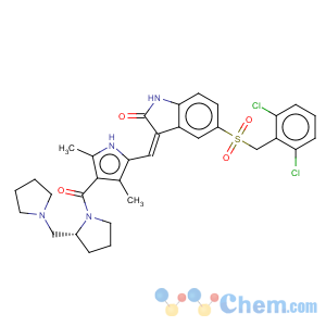 CAS No:477575-56-7 (2r)-1-[[5-[(z)-[5-[[(2,6-dichlorophenyl)methyl]sulfonyl]-1,2-dihydro-2-oxo-3h-indol-3-ylidene]methyl]-2,4-dimethyl-1h-pyrrol-3-yl]carbonyl]-2-(1-pyrrolidinylmethyl)pyrrolidine