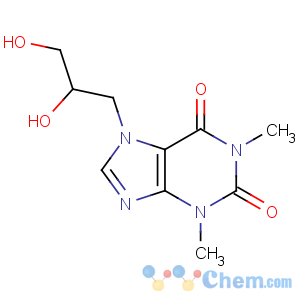 CAS No:479-18-5 7-(2,3-dihydroxypropyl)-1,3-dimethylpurine-2,6-dione