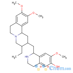 CAS No:483-17-0 6-Isoquinolinol,1-[[(2S,3R,11bS)-3-ethyl-1,3,4,6,7,11b-hexahydro-9,10-dimethoxy-2H-benzo[a]quinolizin-2-yl]methyl]-1,2,3,4-tetrahydro-7-methoxy-,(1R)-