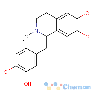 CAS No:485-33-6 1-[(3,4-dihydroxyphenyl)methyl]-2-methyl-3,4-dihydro-1H-isoquinoline-6,<br />7-diol