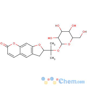 CAS No:495-31-8 (2R)-2-[2-[(2S,3R,4S,5S,6R)-3,4,<br />5-trihydroxy-6-(hydroxymethyl)oxan-2-yl]oxypropan-2-yl]-2,<br />3-dihydrofuro[3,2-g]chromen-7-one