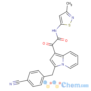CAS No:501948-05-6 2-[3-[(4-cyanophenyl)methyl]indolizin-1-yl]-N-(3-methyl-1,<br />2-thiazol-5-yl)-2-oxoacetamide