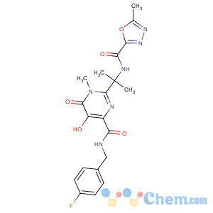 CAS No:518048-05-0 N-[2-[4-[(4-fluorophenyl)methylcarbamoyl]-5-hydroxy-1-methyl-6-<br />oxopyrimidin-2-yl]propan-2-yl]-5-methyl-1,3,4-oxadiazole-2-carboxamide