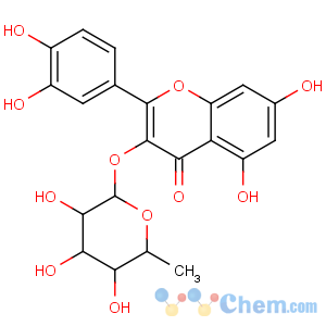 CAS No:522-12-3 2-(3,4-dihydroxyphenyl)-5,7-dihydroxy-3-[(2S,3R,4R,5R,6S)-3,4,<br />5-trihydroxy-6-methyloxan-2-yl]oxychromen-4-one