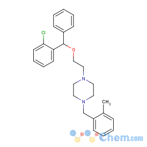 CAS No:522-18-9 1-[2-[(2-chlorophenyl)-phenylmethoxy]ethyl]-4-[(2-methylphenyl)methyl]<br />piperazine