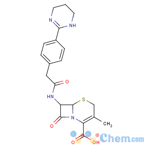 CAS No:52231-20-6 (6R,7R)-3-methyl-8-oxo-7-[[2-[4-(1,4,5,<br />6-tetrahydropyrimidin-2-yl)phenyl]acetyl]amino]-5-thia-1-azabicyclo[4.2.<br />0]oct-2-ene-2-carboxylic acid