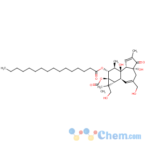 CAS No:53202-98-5 Hexadecanoic acid,(1S,1aR,1bS,4aR,7aS,7bS,8R,9R,9aS)-9a-(acetyloxy)-1a,1b,4,4a,5,7a,7b,8,9,9a-decahydro-4a,7b-dihydroxy-1,3-bis(hydroxymethyl)-1,6,8-trimethyl-5-oxo-1H-cyclopropa[3,4]benz[1,2-e]azulen-9-ylester (9CI)