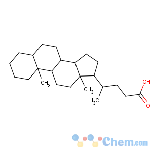 CAS No:546-18-9 (4R)-4-[(5S,8R,9S,10S,13R,14S,17R)-10,13-dimethyl-2,3,4,5,6,7,8,9,11,12,<br />14,15,16,17-tetradecahydro-1H-cyclopenta[a]phenanthren-17-yl]pentanoic<br />acid