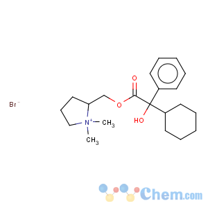 CAS No:561-43-3 Pyrrolidinium,2-[[(2-cyclohexyl-2-hydroxy-2-phenylacetyl)oxy]methyl]-1,1-dimethyl-, bromide(1:1)2-(2-Hydroxyethyl)-1,1-dimethylpyrrolidinium bromide a-phenylcyclohexaneglycolate2-(Hydroxymethyl)-1,1-dimethylpyrrolidiniumbromide, a-phenylcyclohexaneglycolate(6CI,7CI) Pyrrolidinium,2-[[(cyclohexylhydroxyphenylacetyl)oxy]methyl]-1,1-dimethyl-, bromide (9CI)Pyrrolidinium,2-[[(2-cyclohexyl-2-hydroxy-2-phenylacetyl)oxy]methyl]-1,1-dimethyl-, bromide(1:1)2-(2-Hydroxyethyl)-1,1-dimethylpyrrolidinium bromide a-phenylcyclohexaneglycolate2-(Hydroxymethyl)-1,1-dimethylpyrrolidiniumbromide, a-phenylcyclohexaneglycolate(6CI,7CI) Pyrrolidinium,2-[[(cyclohexylhydroxyphenylacetyl)oxy]methyl]-1,1-dimethyl-, bromide (9CI) BRL 556