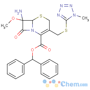 CAS No:56610-72-1 benzhydryl<br />(6R,<br />7S)-7-amino-7-methoxy-3-[(1-methyltetrazol-5-yl)sulfanylmethyl]-8-oxo-5-<br />thia-1-azabicyclo[4.2.0]oct-2-ene-2-carboxylate