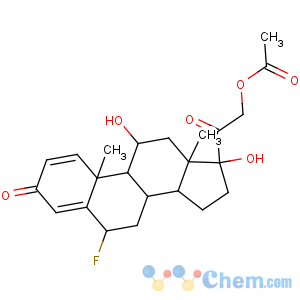 CAS No:570-36-5 [2-[(6S,8S,9S,10R,11S,13S,14S,17R)-6-fluoro-11,17-dihydroxy-10,<br />13-dimethyl-3-oxo-7,8,9,11,12,14,15,<br />16-octahydro-6H-cyclopenta[a]phenanthren-17-yl]-2-oxoethyl] acetate