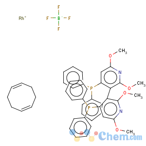 CAS No:573718-56-6 (r)-(+)-2,2',6,6'-tetramethoxy-4,4'-bis(diphenylphosphino)-3,3'-bipyridine(1,5-cyclooctadiene)rhodium(i) tetrafluoroborate