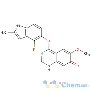 CAS No:574745-76-9 4-[(4-fluoro-2-methyl-1H-indol-5-yl)oxy]-6-methoxy-1H-quinazolin-7-one
