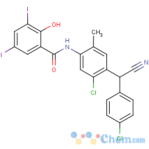 CAS No:57808-65-8 N-[5-chloro-4-[(4-chlorophenyl)-cyanomethyl]-2-methylphenyl]-2-hydroxy-<br />3,5-diiodobenzamide