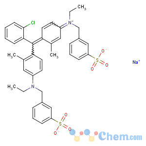 CAS No:5863-51-4 Benzenemethanaminium,N-[4-[(2-chlorophenyl)[4-[ethyl[(3-sulfophenyl)methyl]amino]-2-methylphenyl]methylene]-3-methyl-2,5-cyclohexadien-1-ylidene]-N-ethyl-3-sulfo-,inner salt, sodium salt (1:1)