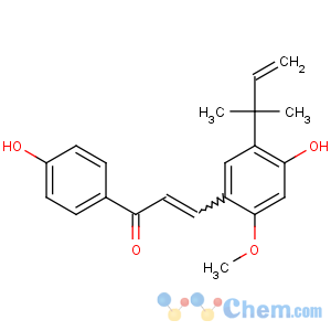 CAS No:58749-22-7 (E)-3-[4-hydroxy-2-methoxy-5-(2-methylbut-3-en-2-yl)phenyl]-1-(4-<br />hydroxyphenyl)prop-2-en-1-one