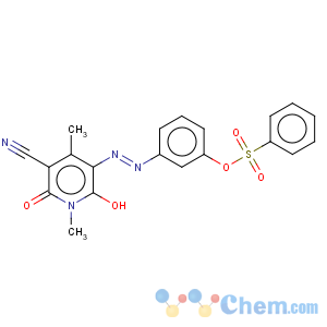 CAS No:59312-61-7 3-Pyridinecarbonitrile,1,2-dihydro-6-hydroxy-1,4-dimethyl-2-oxo-5-[2-[3-[(phenylsulfonyl)oxy]phenyl]diazenyl]-