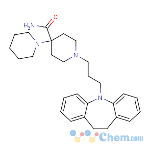 CAS No:5942-95-0 1-[3-(5,<br />6-dihydrobenzo[b][1]benzazepin-11-yl)propyl]-4-piperidin-1-ylpiperidine-<br />4-carboxamide