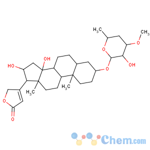 CAS No:595-21-1 (3beta,5beta,16beta)-3-[(6-deoxy-3-O-methyl-D-galactopyranosyl)oxy]-14,16-dihydroxycard-20(22)-enolide