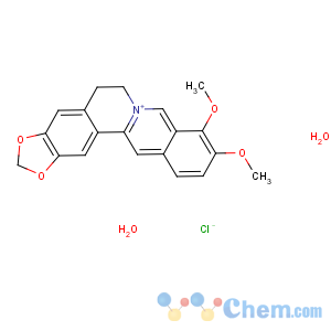 CAS No:5956-60-5 Benzo[g]-1,3-benzodioxolo[5,6-a]quinolizinium,5,6-dihydro-9,10-dimethoxy-, chloride, hydrate (1:1:2)
