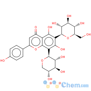 CAS No:59914-91-9 5,7-dihydroxy-2-(4-hydroxyphenyl)-6-[(2S,3R,4R,5S,6R)-3,4,5-trihydroxy-6-(hydroxymethyl)tetrahydro-2H-pyran-2-yl]-8-[(2S,3R,4S,5R)-3,4,5-trihydroxytetrahydro-2H-pyran-2-yl]-4H-chromen-4-one (non-preferred name)