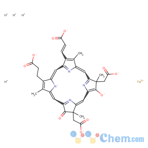 CAS No:59948-35-5 Ferrate(4-),[(12R,17R)-7-[(1E)-2-carboxyethenyl]-3-(2-carboxyethyl)-12,13,17,18-tetrahydro-2,8,12,17-tetramethyl-13,18-dioxo-21H,22H-porphine-12,17-diacetato(6-)-kN21,kN22,kN23,kN24]-, hydrogen (1:4), (SP-4-4)-