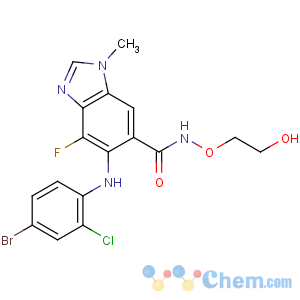 CAS No:606143-52-6 6-(4-bromo-2-chloroanilino)-7-fluoro-N-(2-hydroxyethoxy)-3-<br />methylbenzimidazole-5-carboxamide