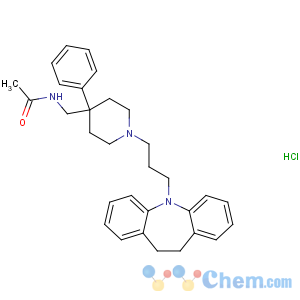 CAS No:6076-60-4 Acetamide,N-[[1-[3-(10,11-dihydro-5H-dibenz[b,f]azepin-5-yl)propyl]-4-phenyl-4-piperidinyl]methyl]-,hydrochloride (1:1)