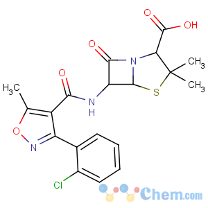 CAS No:61-72-3 (2S,5R,6R)-6-[[3-(2-chlorophenyl)-5-methyl-1,<br />2-oxazole-4-carbonyl]amino]-3,<br />3-dimethyl-7-oxo-4-thia-1-azabicyclo[3.2.0]heptane-2-carboxylic acid