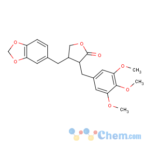 CAS No:61091-56-3 2(3H)-Furanone, 4-(1,3-benzodioxol-5-ylmethyl)dihydro-3-((3,4,5-trimethoxyphenyl)methyl)-