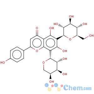 CAS No:61328-41-4 5,7-dihydroxy-2-(4-hydroxyphenyl)-6-[(2S,3R,4R,5S,6R)-3,4,5-trihydroxy-6-(hydroxymethyl)tetrahydro-2H-pyran-2-yl]-8-[(2R,3R,4S,5S)-3,4,5-trihydroxytetrahydro-2H-pyran-2-yl]-4H-chromen-4-one (non-preferred name)