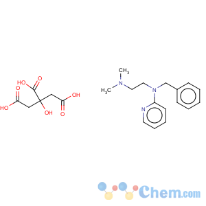 CAS No:6138-56-3 1,2-Ethanediamine,N,N-dimethyl-N'-(phenylmethyl)- N'-2-pyridinyl-,2-hydroxy-1,2,3- propanetricarboxylate (1:1) 