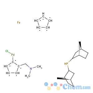 CAS No:614753-51-4 CHLORO(DI-2-NORBORNYLPHOSPHINO)(2-DIMETHYLAMINOMETHYLFERROCEN-1-YL)PALLADIUM(II)