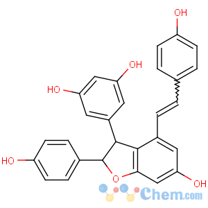 CAS No:62218-08-0 5-[(2R,3R)-6-hydroxy-2-(4-hydroxyphenyl)-4-[(E)-2-(4-hydroxyphenyl)ethenyl]-2,3-dihydrobenzofuran-3-yl]benzene-1,3-diol